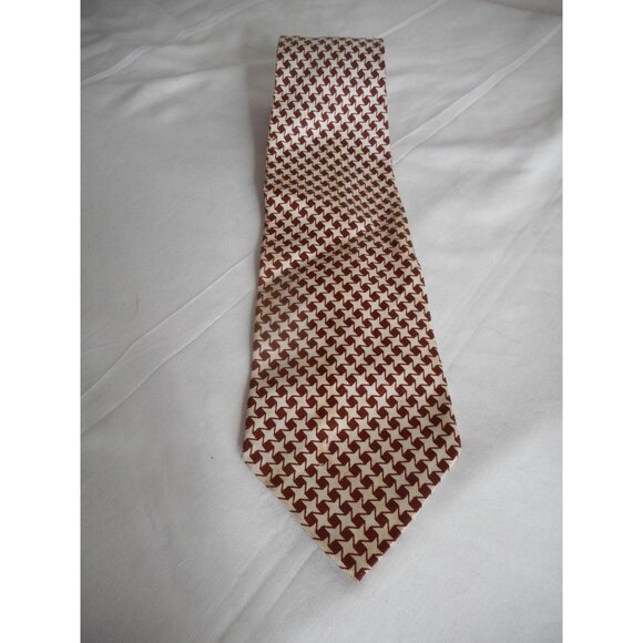 Vintage Brown Cream Abstract Slim Tie necktie - Picture 1 of 4